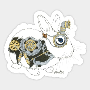 Daily Doodle 33 - Robot - Steampunk Bunny -Elvis Sticker